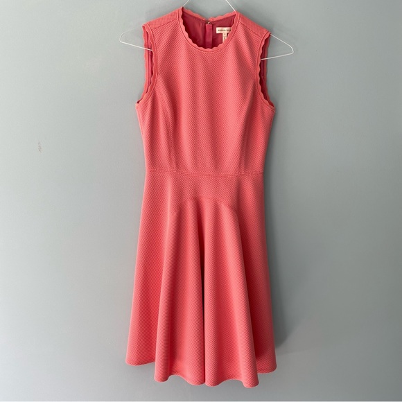 🔻LAST CHANCE🔻 REBECCA TAYLOR Textured Knit Fit and Flare Dress Pink Grapefruit - Picture 8 of 11